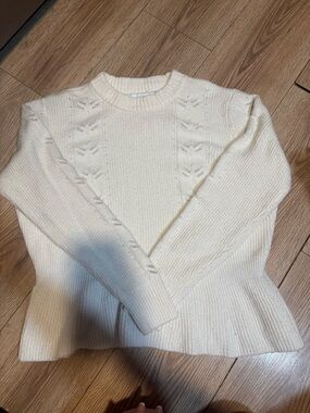 Liz Claiborne Cream Cable-Panel Crewneck Sweater